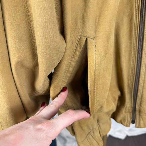 Vintage Leather Bomber Jacket Tan Men's Large - Picture 6 of 16